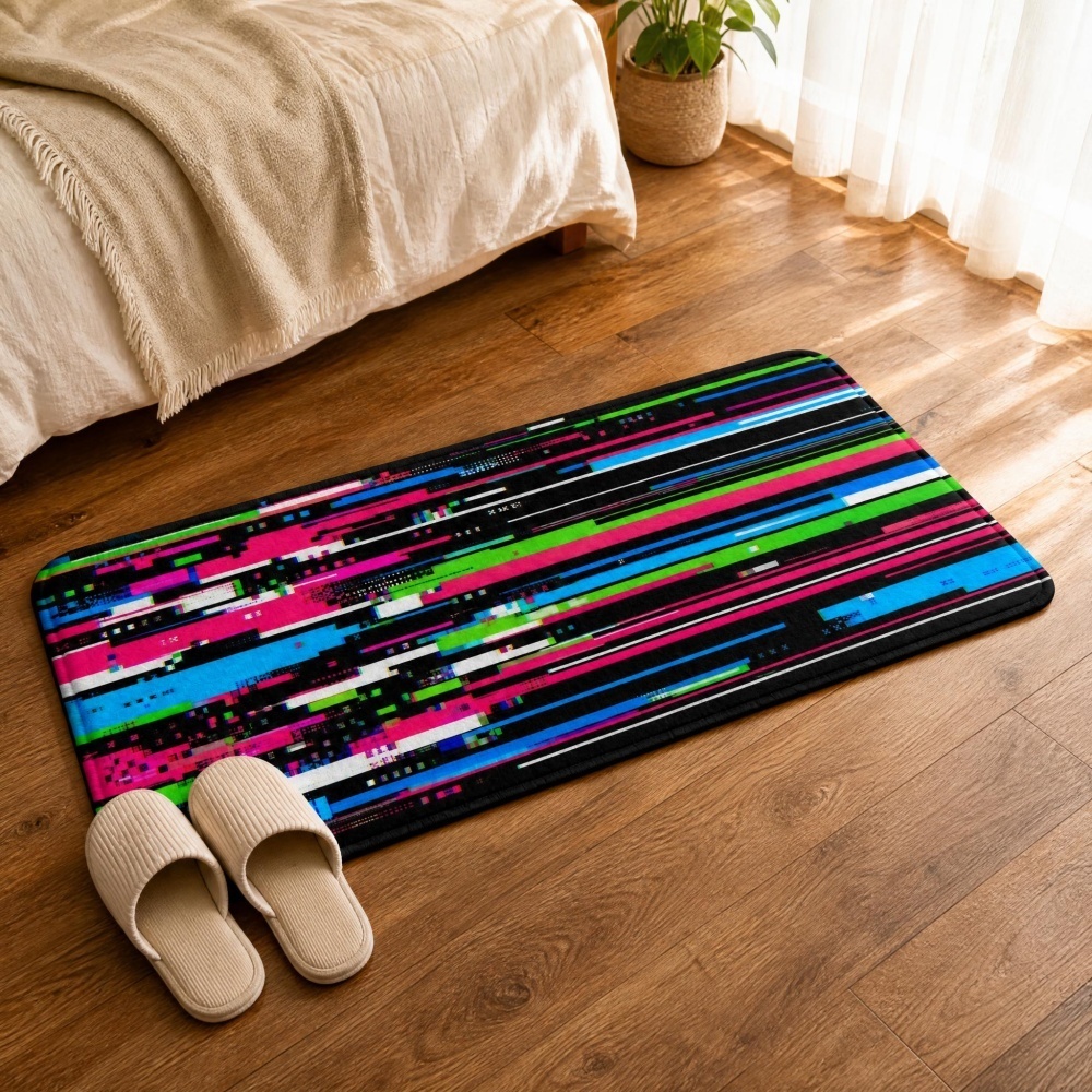 Cyberpunk Glitch Colorful Vert - đánh giá và giá Retro Gaming Rug
