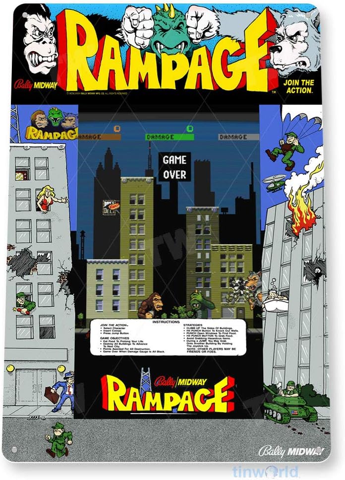 TIN SIGN Rampage Arcade Sign G - đánh giá và giá Retro Gaming Shops