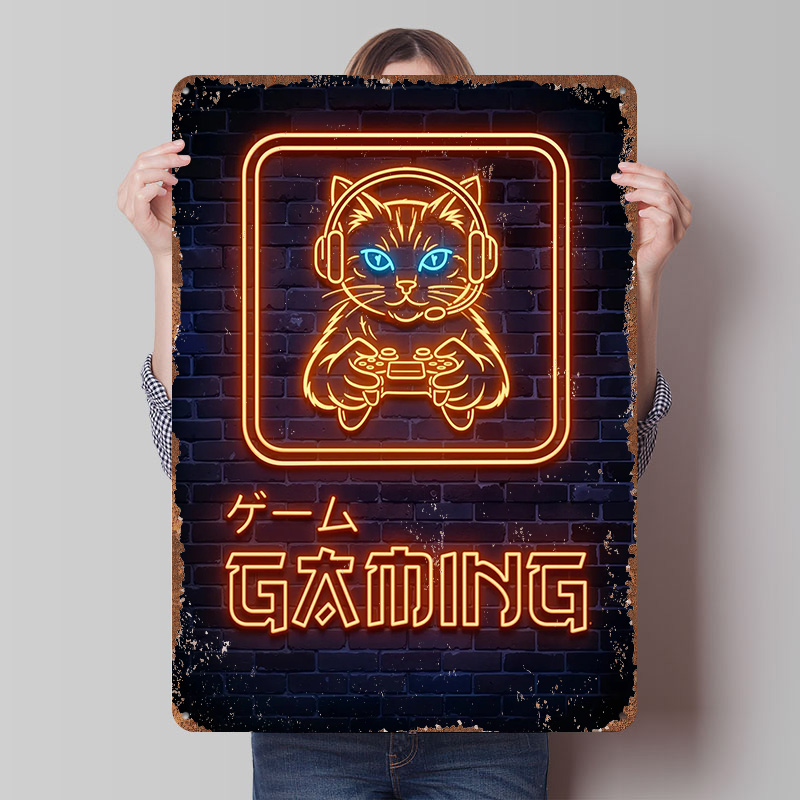 Neon Gaming Cat Printed Poster - đánh giá và giá Retro Gaming At