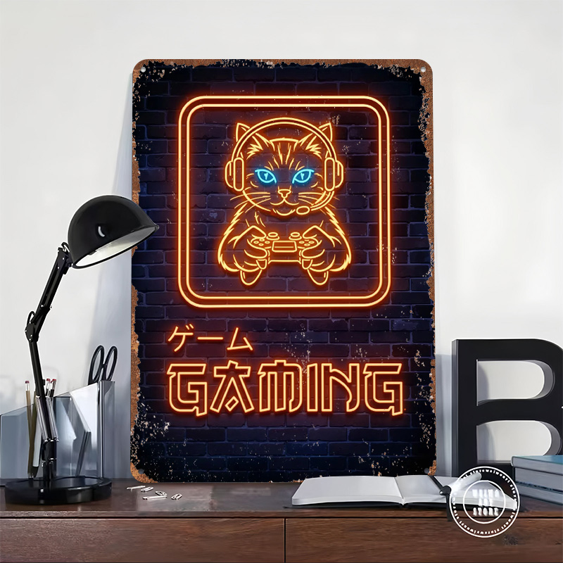 Neon Gaming Cat Printed Poster - đánh giá và giá Retro Gaming At