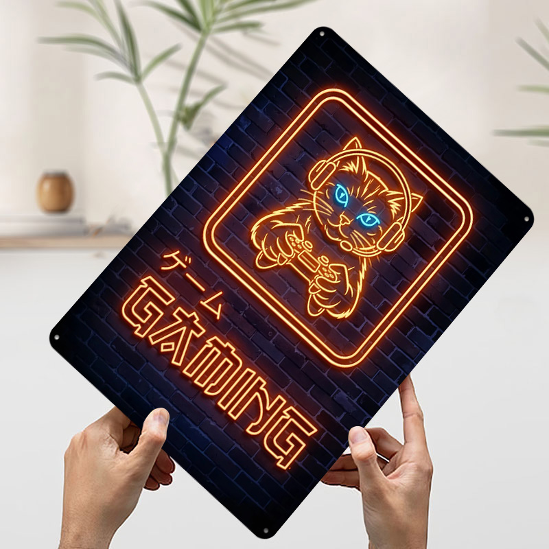 Neon Gaming Cat Printed Poster - đánh giá và giá Retro Gaming At