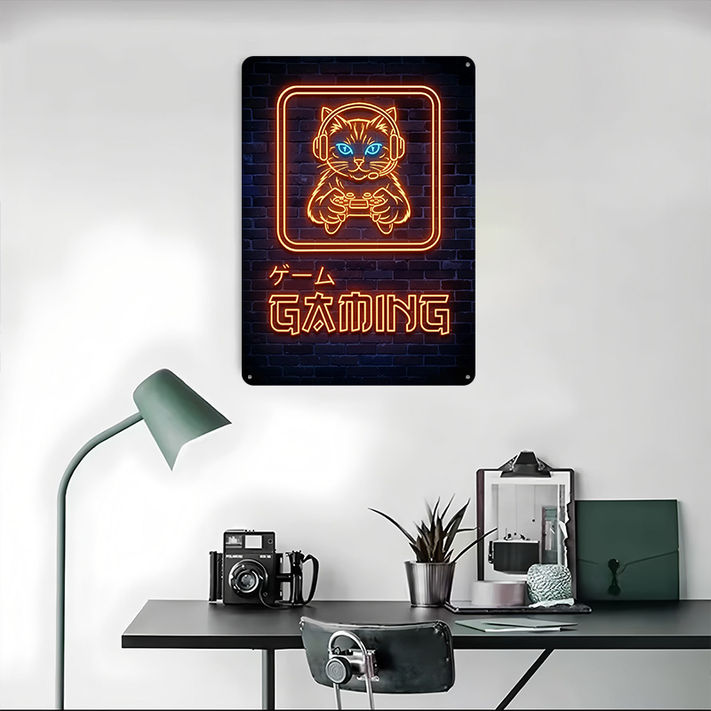 Neon Gaming Cat Printed Poster - đánh giá và giá Retro Gaming At