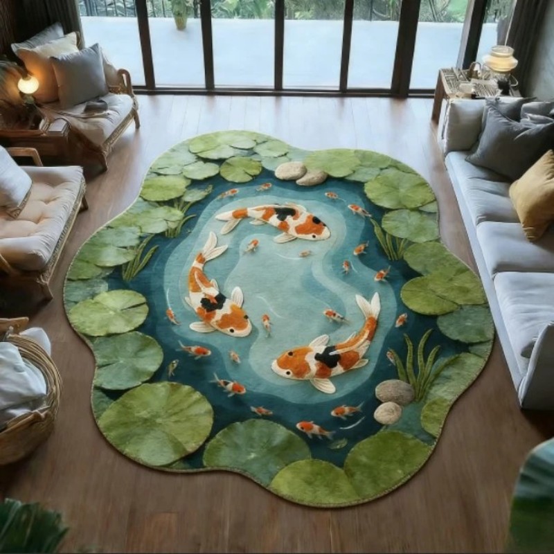 VIKAMA Koi Fish Pond Print Irr - đánh giá và giá Retro Gaming Rug